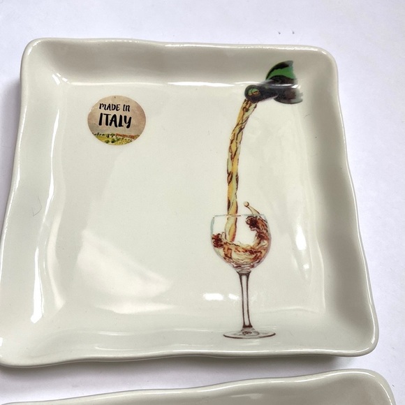 NWT Ceramica Cuore Wine Design Small Plates - Picture 11 of 12